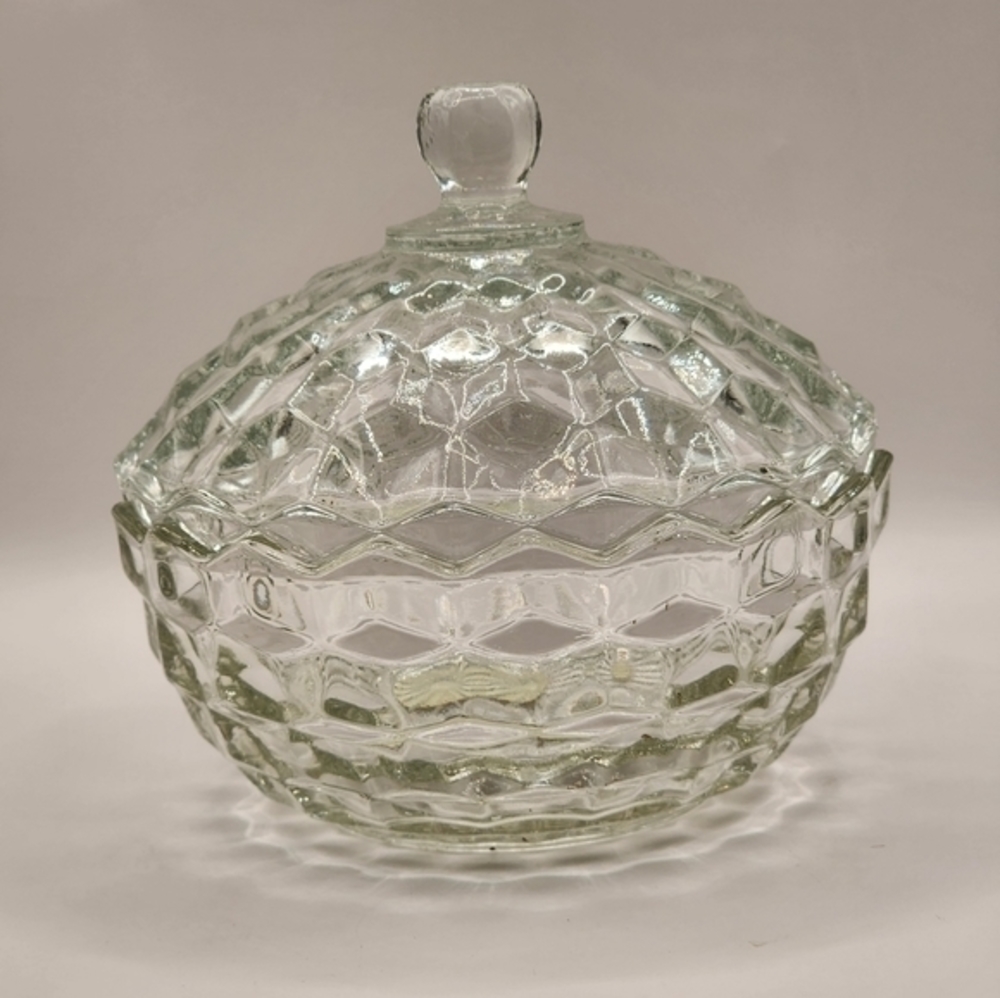 Vintage Clear Indiana Glass American Whitehall Covered Candy Dish With Lid
